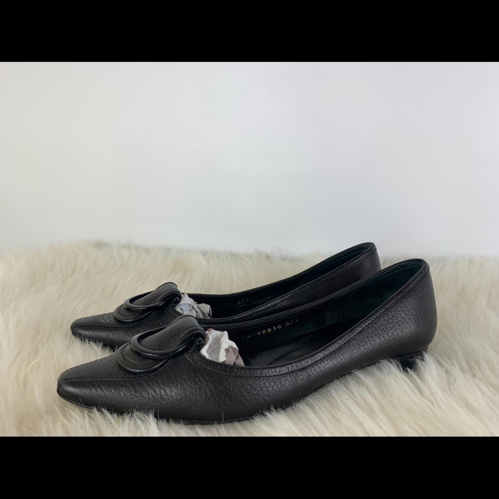Salvatore Ferragamo Pointy Black Leather Flats